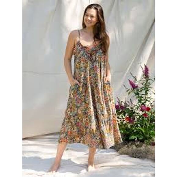 Natural Life Embroidered Harley Midi Dress Womens Size XS/Small NWT Floral - Picture 1 of 8